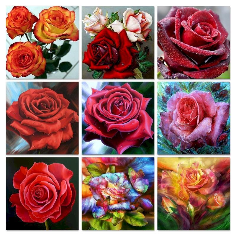 GATYZTORY kwiaty róża obrazy olejne według liczb 60x75cm ramki ręcznie malowane zestawy obraz według numeru z Diy unikalny prezent grafika