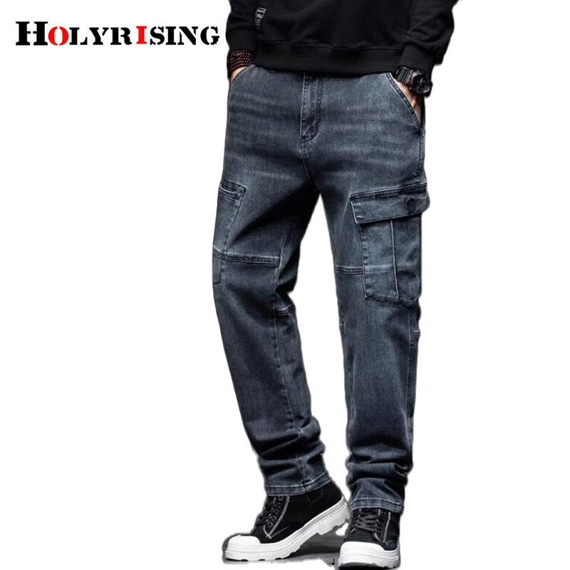 جينز رجالي Holyrising مقاس كبير بنطلون جينز calça y2k hombre Harajuku جينز مستقيم غير رسمي جينز ريترو تريند ضخم