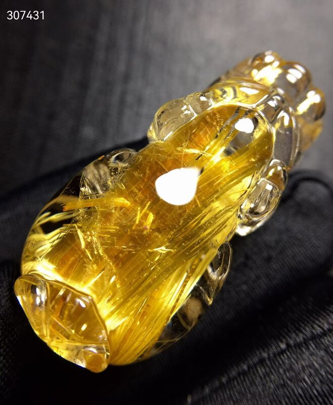 Ouro natural rutilated quartz pi xiu pingente brasil 39*20.6*18.4mm rutilated rico feminino masculino jóias aaaaaaaa