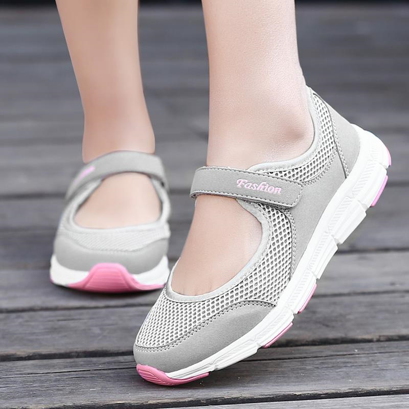 2022ผู้หญิงฤดูร้อน Casual รองเท้ารองเท้า Breathable ตาข่ายแบบพกพารองเท้าผ้าใบเดินรองเท้า Soles สำหรับผู้หญ...