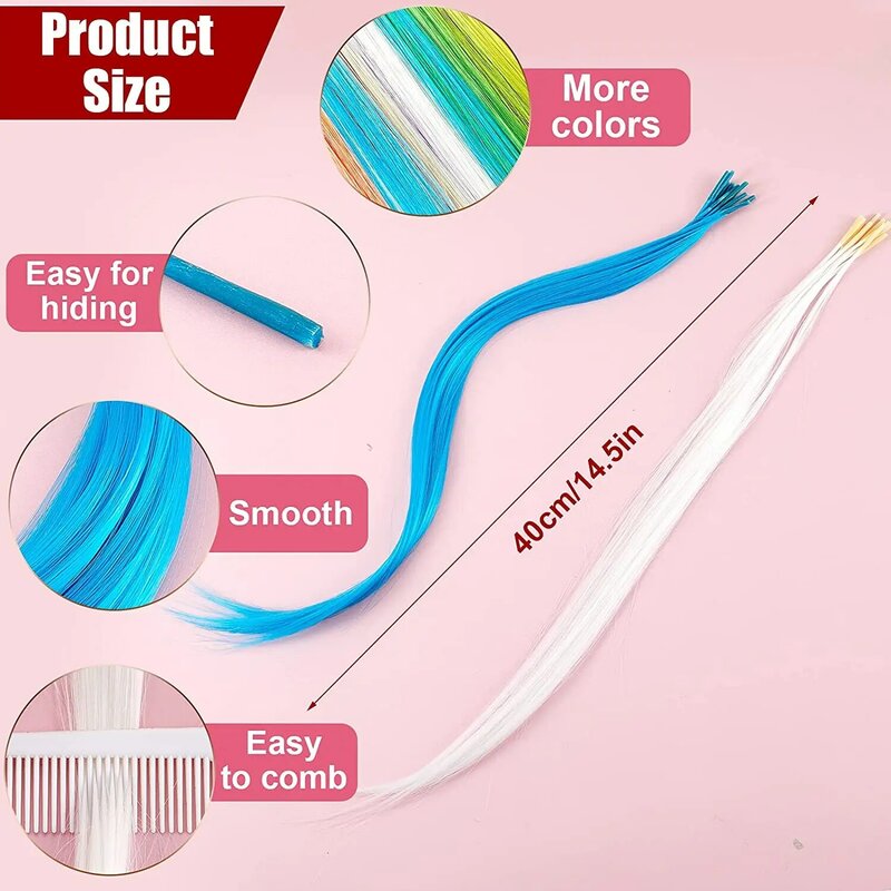 Sintético Colorido I-Tip Stick Hair Extensions 16 Polegada 1-500 Strands/Pack Para Mulheres Fibra de Alta Temperatura Hairpieces Acessórios