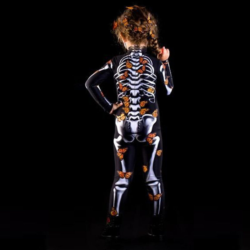 Women Halloween Skeleton Printed Bodysuit Cosplay Costumes Suit Women and Kids Jumpsuit Halloween Mujer Scary Costumes Carnival