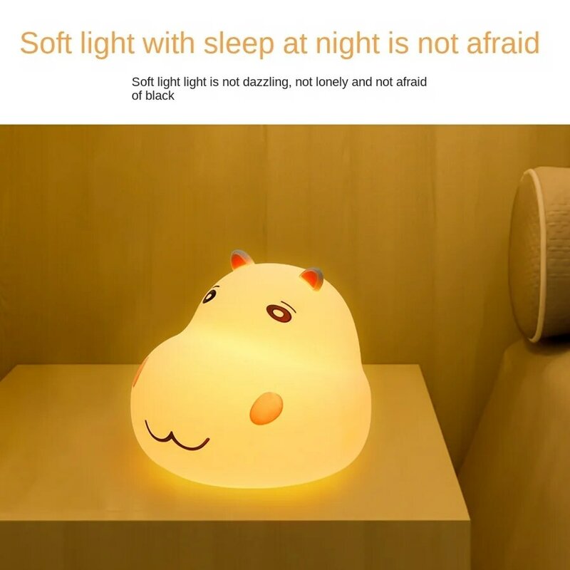 LED silikonowe lampki nocne USB do ponownego ładowania z czujnikiem dotykowym Cartoon lampa kolorowe dziecko prezent świąteczny spanie kreatywne oświetlenie do sypialni