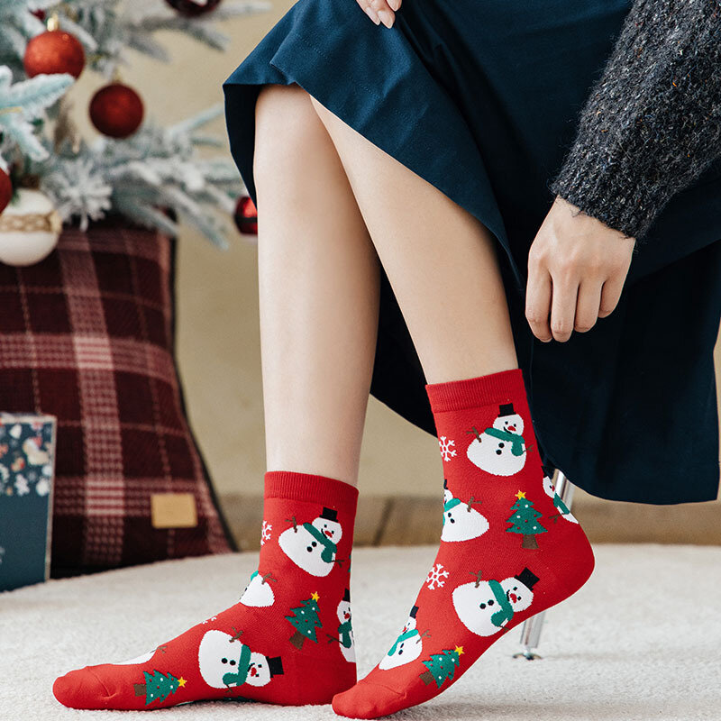 크리스마스 양말, 재미있는 산타 클로스 크리스마스 눈사람 양말, 귀여운 카와이 만화 동물 소녀, 귀여운 소설 크리스마스 선물 양말