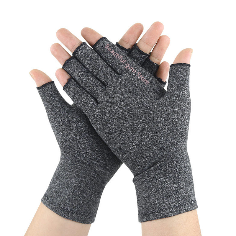 Компрессионные рифленые Нескользящие силиконовые гелевые перчатки с открытыми пальцами для поддержки запястья, артрита, облегчения боли в суставах