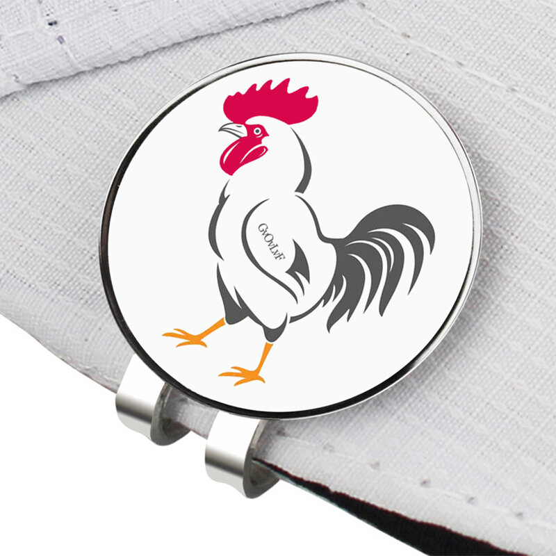 New Removable Golf Marker Cock Pattern with Magnet Golf Hat/cap Clip Golf Accessories Alloy Marker for Men and Women Gift