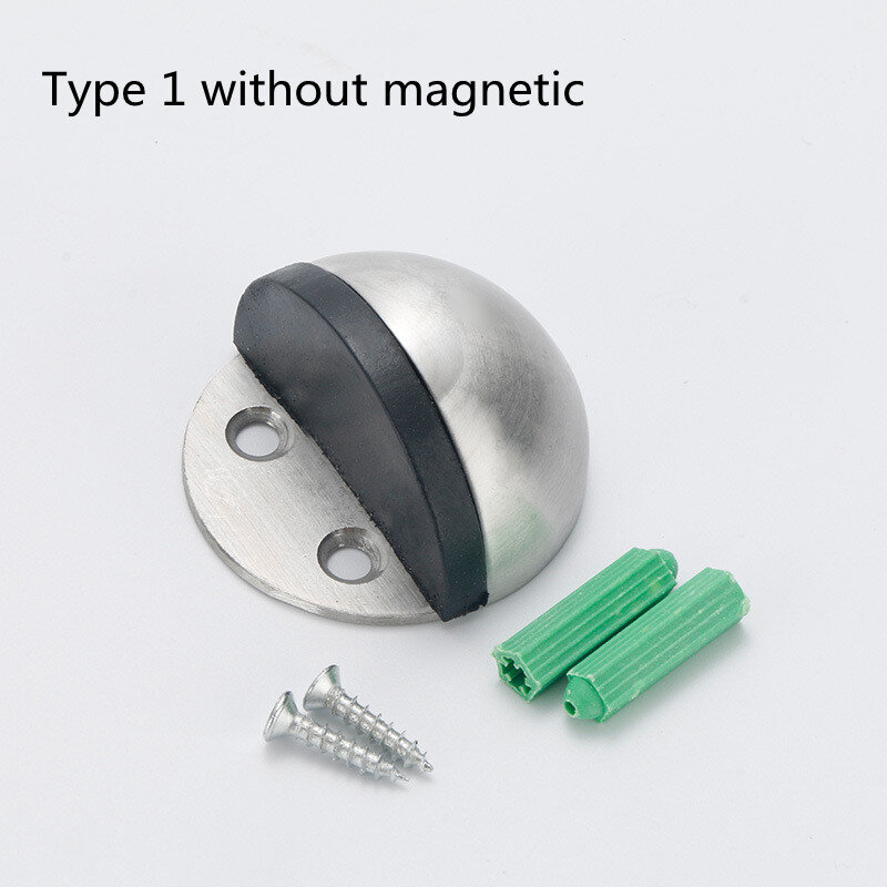 Kk & Fing Rvs Magnetische Deurstopper Punch-Gratis Deur Touch Magnetische Zuigkracht Rubber Semi-Cirkel Anti-Collision Deur Stop
