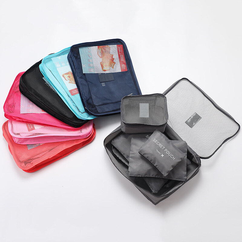 6Pcs abbigliamento da viaggio deposito borse impermeabili borsa per Organizer per bagagli portatile imballaggio borsa per trucco borse per scarpe da viaggio