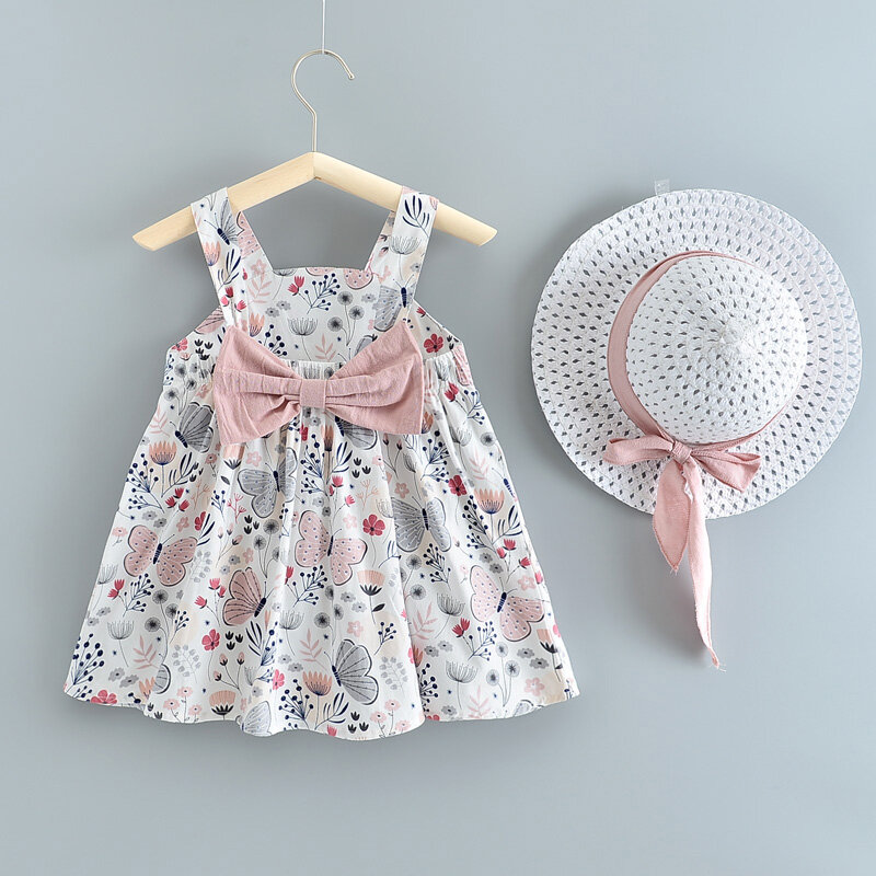 Melario roupas de crianças, roupas para meninas de verão vestido de festa para meninas vestidos de princesa de cereja dot roupas de chapéu de laço