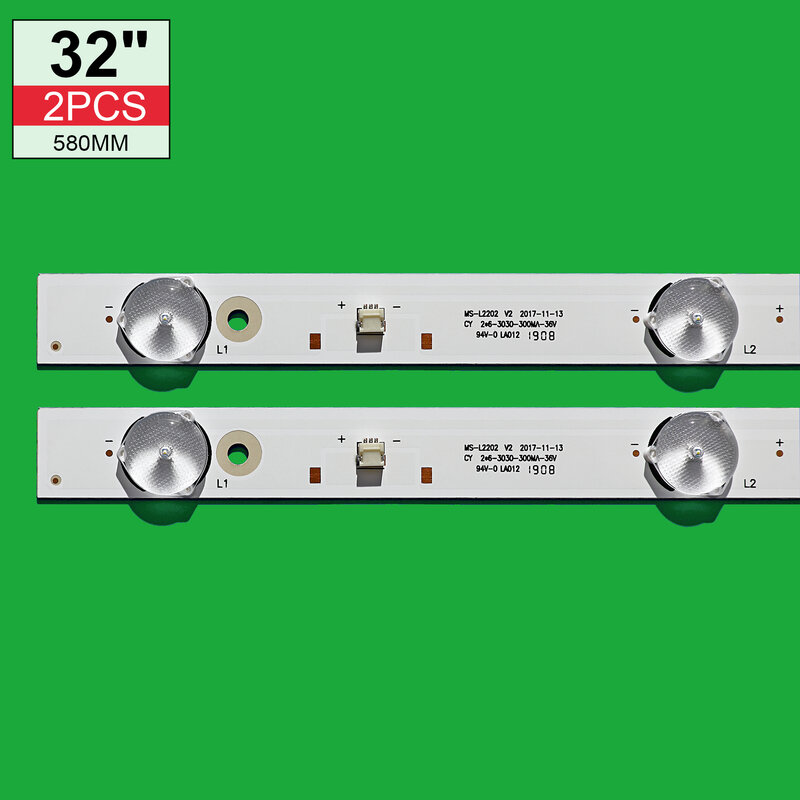 Tiras de retroiluminación LED para televisores, MS-L1343 V1 V2 8D32-DNWR-A3206B de 32 pulgadas, barras de TV LED CY 2*6 _ 3030 _ 300ma _ 36v bandas, reglas JL.D32061330-081AS-M