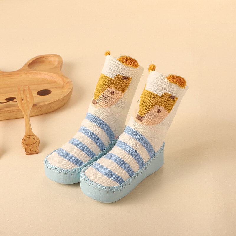 Милые Мультяшные детские носки для пола Нескользящие мягкие дышащие носки для новорожденных младенцев осенние удобные детские носки обувь