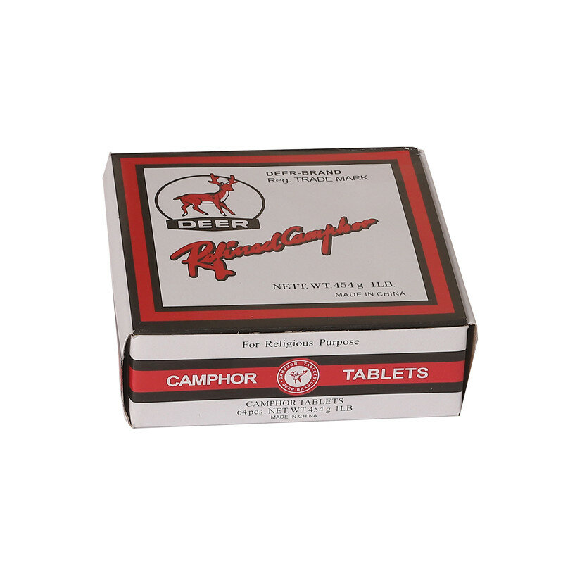 Deer-Tabletas de alcanfor refinado, 1 caja de 454g, 1lb, gránulos, desodorante corporal, religioso, evita guardarropa puro translúcido