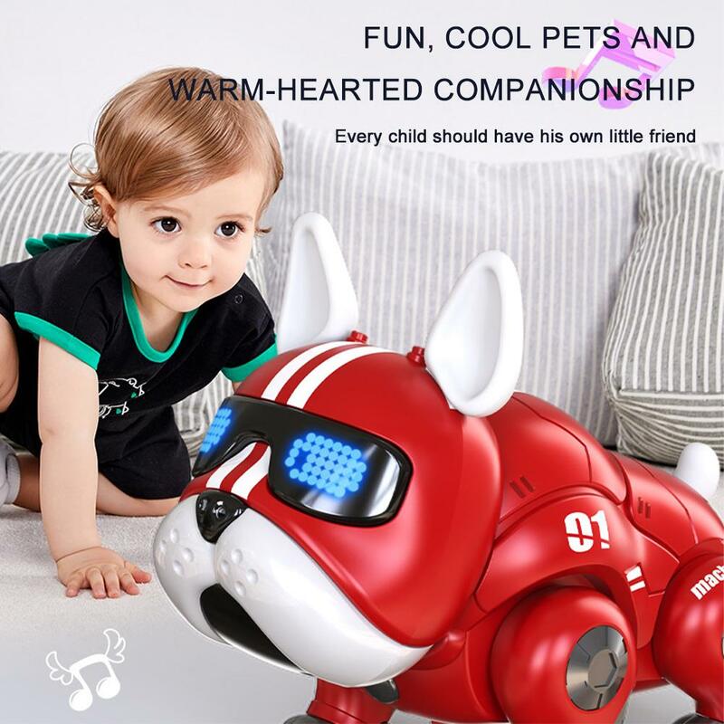 Lmc-子供向けのインテリジェントな音楽ブルドッグロボット,照明付きのインタラクティブな犬用ロボット,幼児向けの教育玩具 迅速な配送の受信