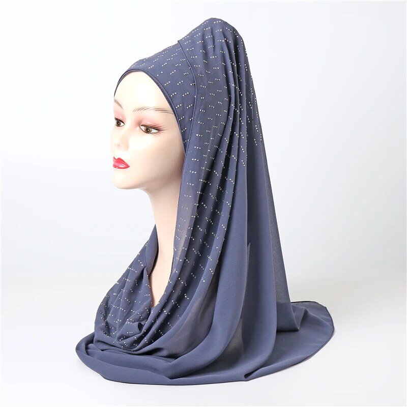 Luksusowy muzułmański hidżab szalik dla kobiet z pałąkiem na głowę Turban kobieta zwykły bańka szalik szal okłady chustka moda tłumik Foulard 2022