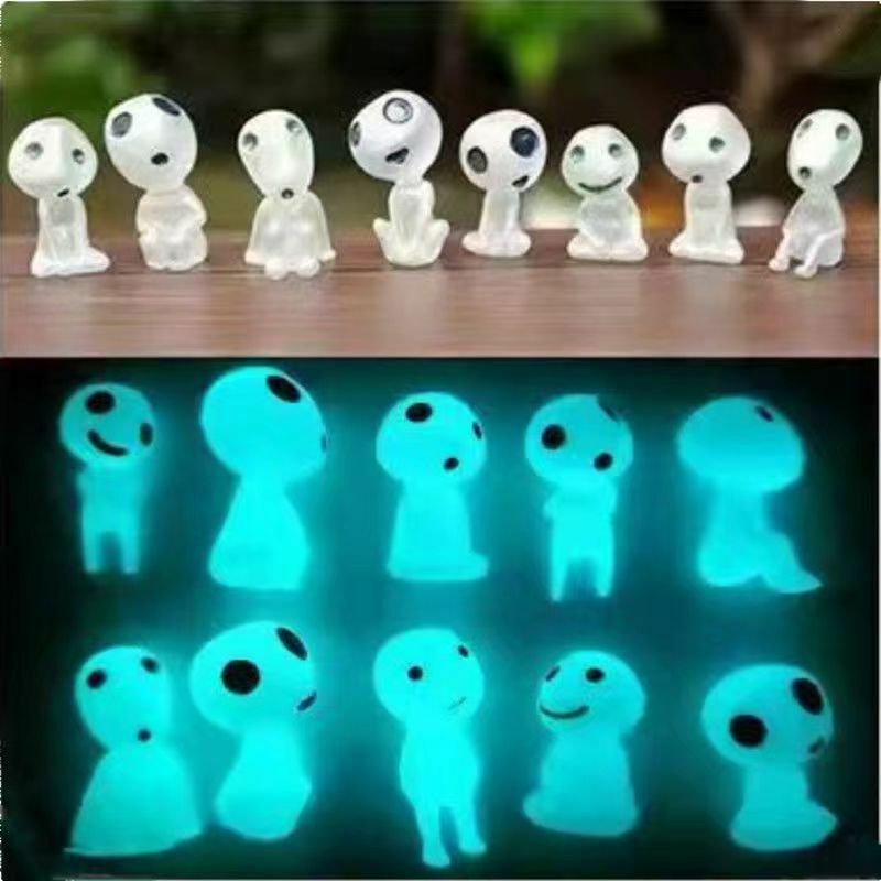 Micro Luminous Paisagem Figura Ornamento, Elfos Espírito, Princesa Mononoke, Miniatura Brilhante, Jardinagem Decoração em vaso, 5 10Pcs