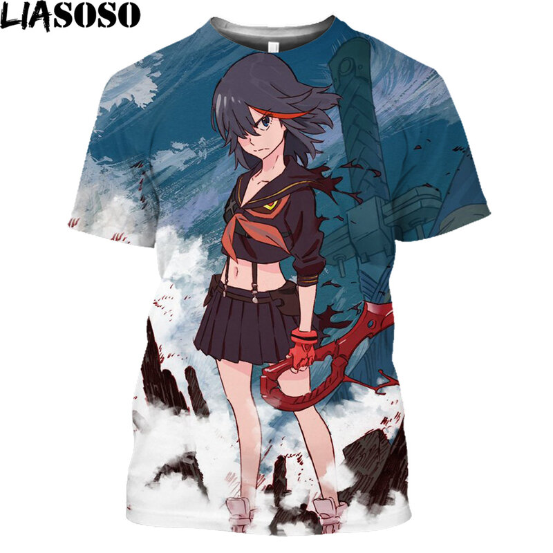 2022 Anime quente kill la kill impresso 3d camiseta das mulheres dos homens verão solto harajuku estilo camisas unisex streetwear camisetas topos