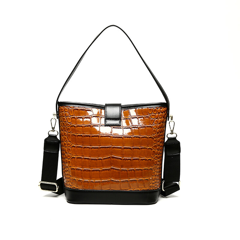 Yiling tas selempang wanita, tas tangan Premium pola buaya sederhana modis 2023