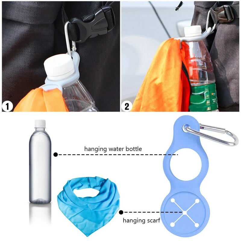 Silicone Sports Kettle Buckle Outdoor Carabiner Water Bottle Holder Towel Hook Clip Backpack Hanger Camping Hiking Tool