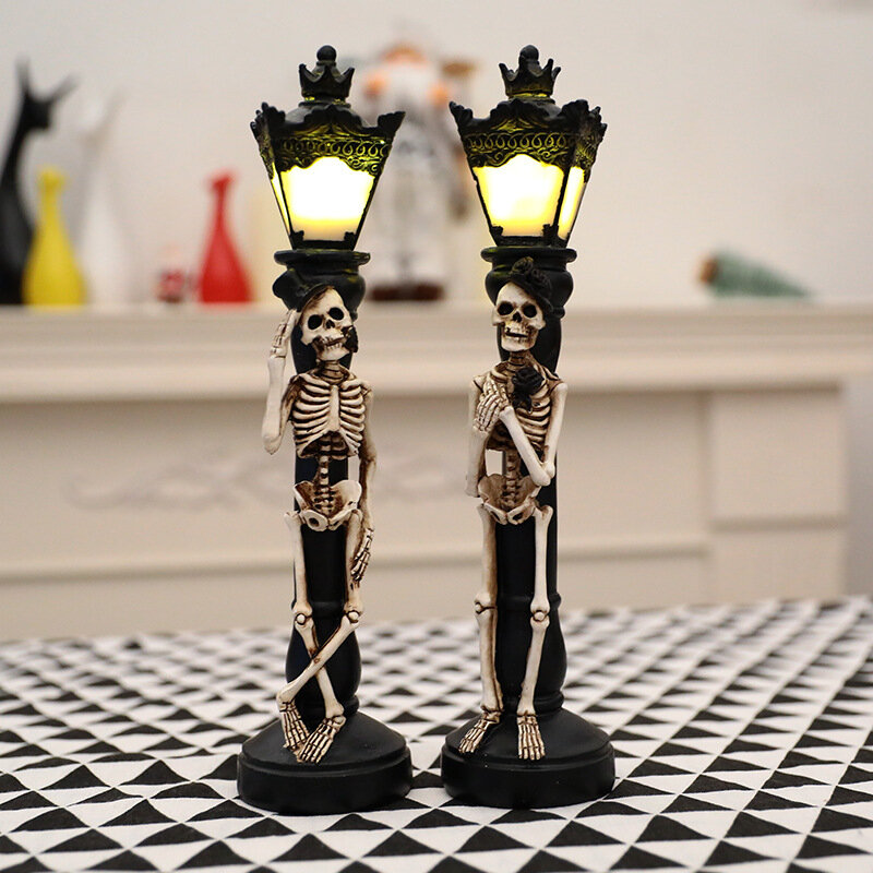 ฮาโลวีน Skull Skeleton โคมไฟสยองขวัญ3D รูปปั้นใหม่ตาราง Light Creative Party Ornament Prop บ้านห้องนอนตกแต่งน่ากลัว Prop