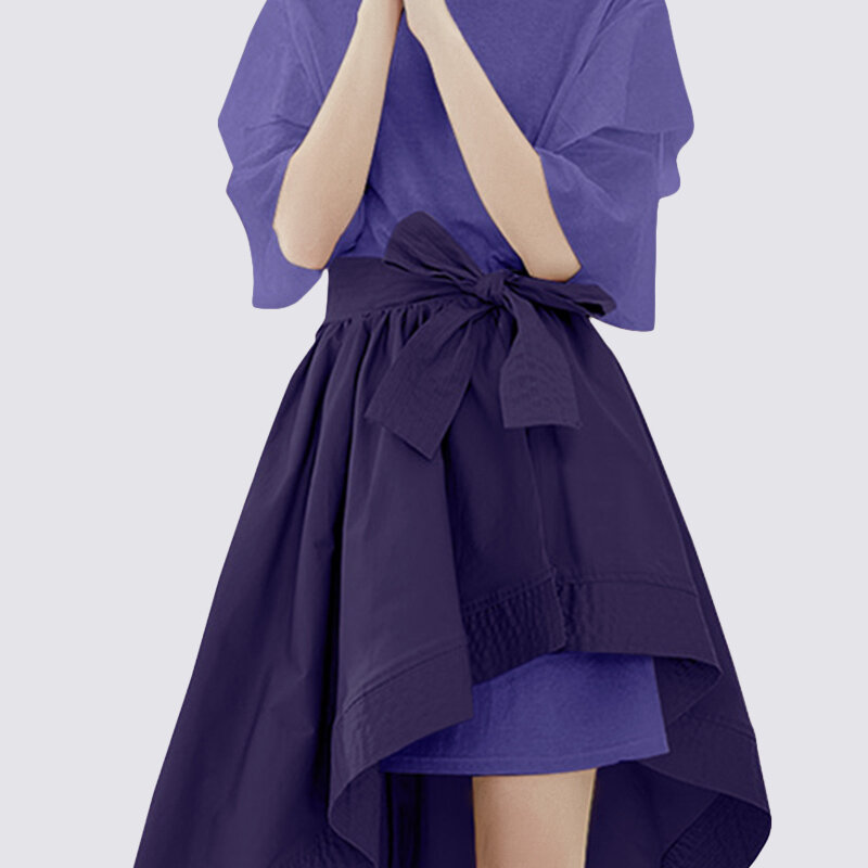 2022 summer new female purple T-shirt dress waist half-body skirt two-piece fashion with suit