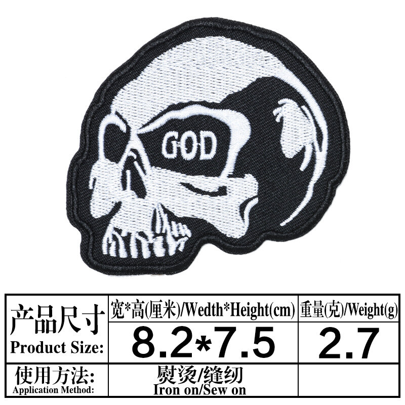 Ghost Fire Skull Punk รีดผ้าบนแพทช์ Star สติกเกอร์ลายปักสำหรับเสื้อผ้ากางเกงกระเป๋า Appliques Badge Patch Decor