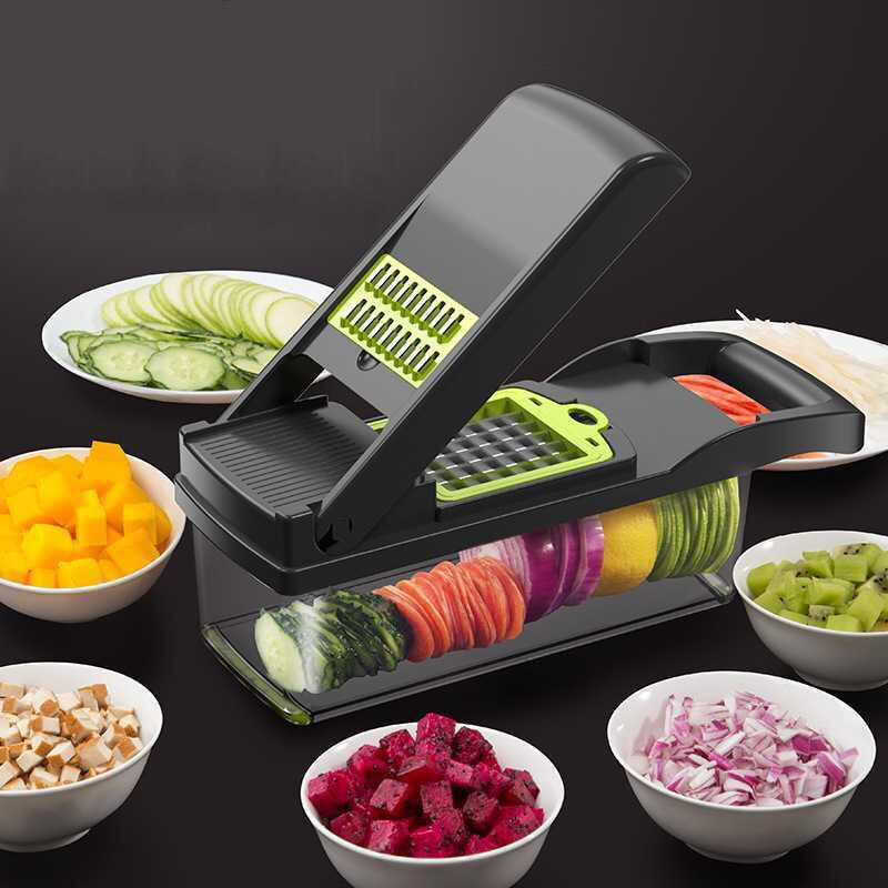 Multifunctional เครื่องตัดผักผลไม้เครื่องตัดขูด Shredders ตะกร้า Slicers 8 In 1 Gadgets ห้องครัวอุปกรณ์เสริม
