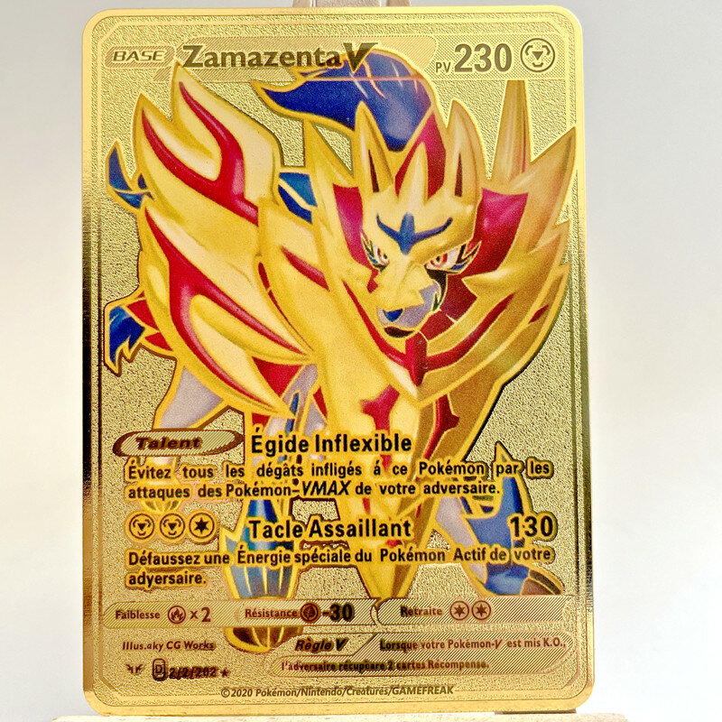 Tarjetas Pokemon de Metal para niños, colección de tarjetas de PIKACHU Charizard Golden Vmax, regalo de Navidad