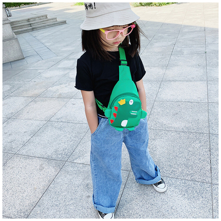 Kids Waist Bags Cartoon Dinosaur Print Outdoor Travel High Capacity Crossbody Zipper Bag Girl Boy Gift Children Chest Pouch Pack