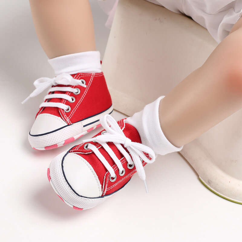 Baby Leinwand Klassische Turnschuhe Neugeborenen Sport Baby Jungen Mädchen Erste Wanderer Schuhe Infant Kleinkind Anti-slip Baby Schuhe Drucken sterne