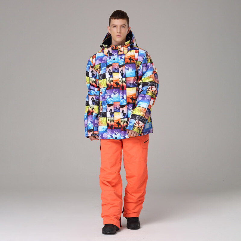 SEARIPE Ski Suit Set Men Thermal Clothing Windbreaker Waterproof Winter Warm Jacket Snowboard Coats Trousers Outdoor Equipments