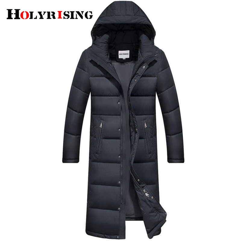 Holyrising-abrigo de plumón para hombre, chaqueta gruesa informal con capucha, cortavientos largo para invierno