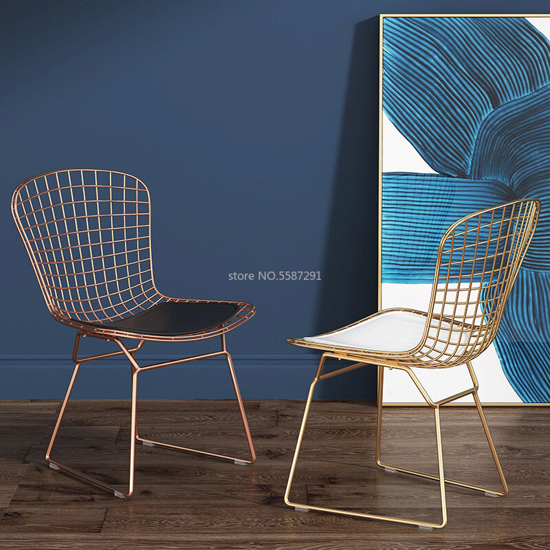 Nordic Grid krzesło Hollow Gold krzesło do jadalni krzesło z oparciem toaletka stołek żelaza kreatywny Home accent krzesła do salonu sillon