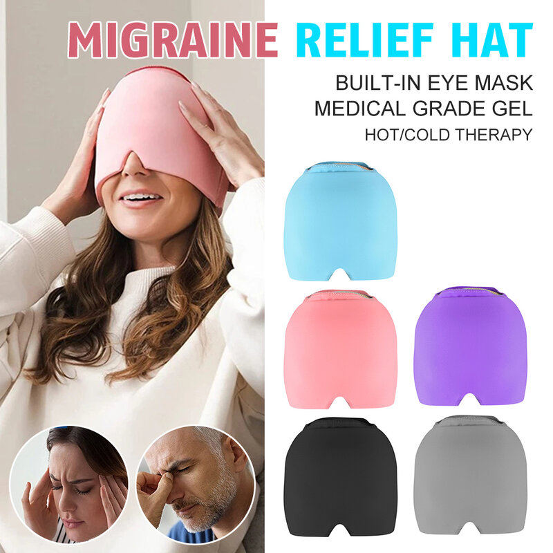 Żel gorąca terapia zimnem ból głowy migrena Relief Cap czapka lodowa działa przeciwbólowo chusta na głowę torebka chłodząca terapia zimny okład kapelusz lodowy maska na oczy