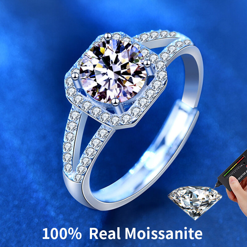 Luxo prata esterlina 925 anéis para mulheres meninas jóias brilhante 100% moissanite diamante noivado promessa presente frete grátis