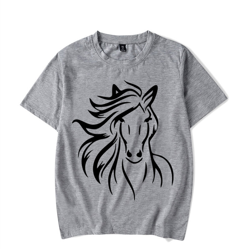 Camiseta de marca de algodón para Hombre, Ropa de gran tamaño con estampado de caballo, camisetas de manga corta, Ropa de calle Unisex