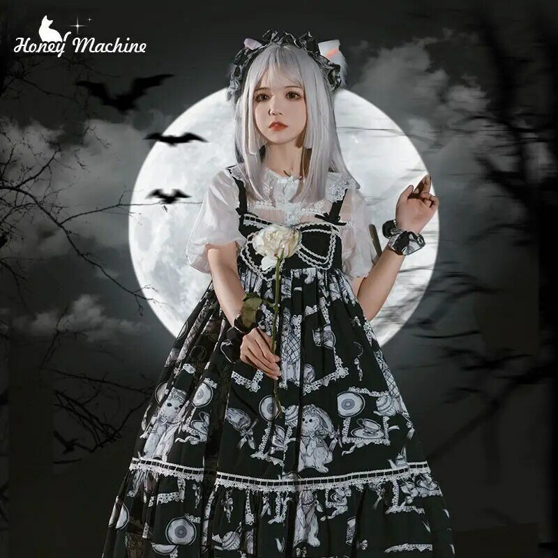 Victorian Vintage Lolita Jsk Dress Gothic Women Kawaii Bow Halloween Ruffles Dresses Girls Japanese Harajuku Party Mini Dress