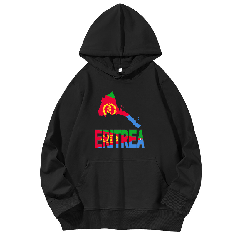Eritrea แผนที่ Eritrean ธงแอฟริกา Unisex Graphic Hooded เสื้อแฟชั่นมีฮู้ดผ้าฝ้ายเสื้อ Tracksuit เสื้อผ้าผู้ชาย