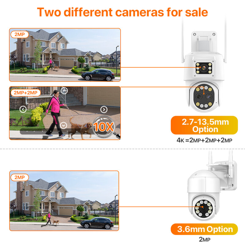 Камера Наружного видеонаблюдения, 4G, SIM-карта, 4K, 6 МП, PTZ, 10-кратный зум, двойной объектив, беспроводная, Wi-Fi, IP