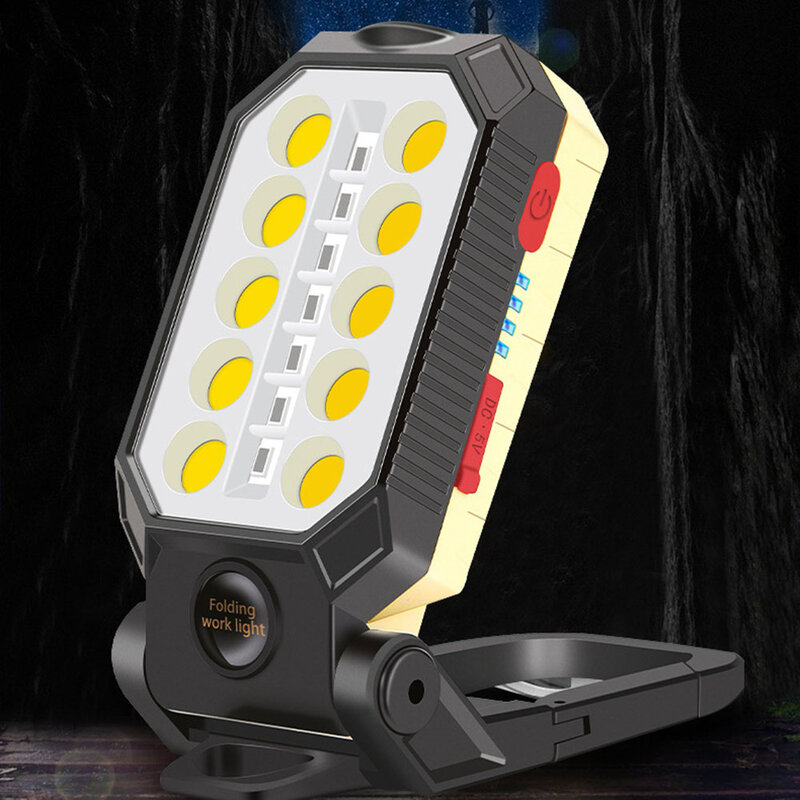 Lampu Kerja COB LED Multifungsi Senter Magnetik Dapat Dilipat Pengisi Daya USB Senter Pencahayaan Berburu Berkemah Di Luar Ruangan