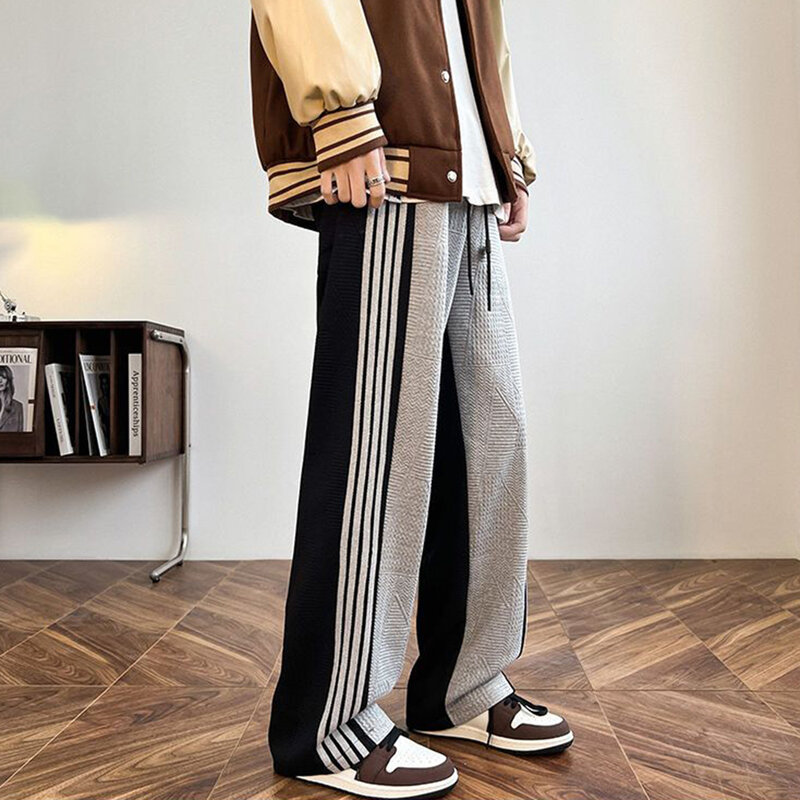 Pantaloni dritti abbinati a colori a righe di alta qualità nuovi alla moda pantaloni Casual drappeggiati larghi di marca americana di sport di strada da uomo