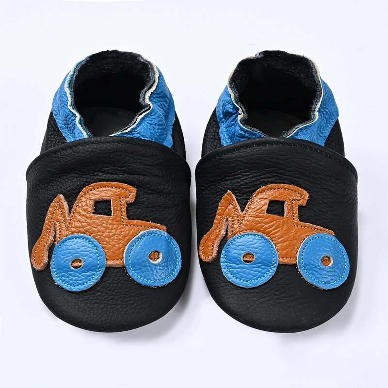 Zapatos de primeros pasos para bebé, mocasines de piel auténtica de Animal, zapatillas de suela suave para niño, zapatos antideslizantes para niño