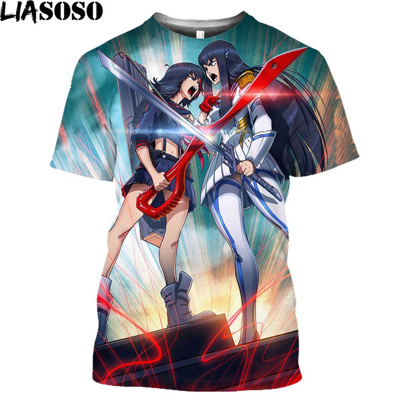 2022 Anime quente kill la kill impresso 3d camiseta das mulheres dos homens verão solto harajuku estilo camisas unisex streetwear camisetas topos