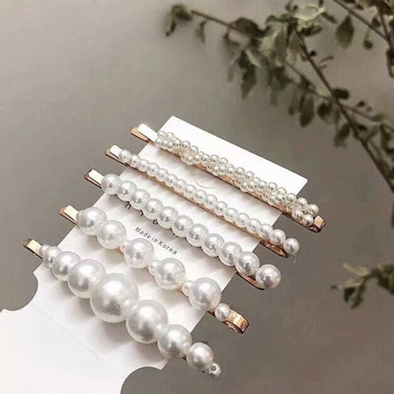 Ensemble de pinces à cheveux en perles pour femmes, Barrettes simples à la mode, bijoux, 5 pièces, H9