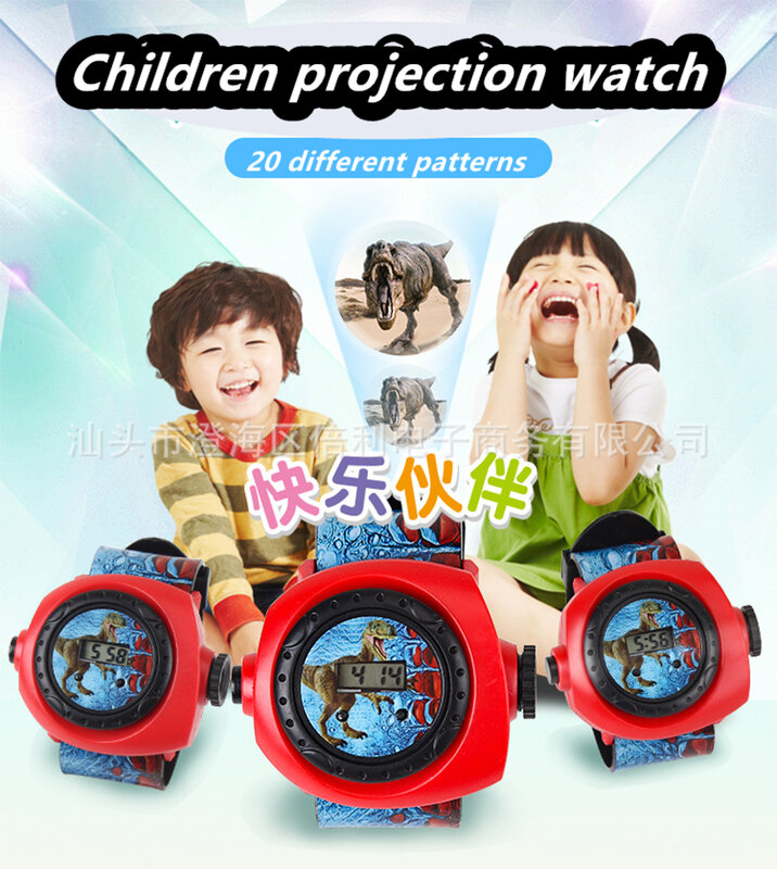 Cartoon Pony Dinosaur Children Projection Watch Project 20 Images Baby Toy Boys Girls Kindergarten Gifts Kids Watches Clock