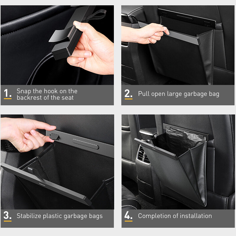 Baseus Tas Tempat Sampah Mobil untuk Kursi Belakang Otomatis Tas Penyimpanan Keranjang Sampah Limbah Aksesori Mobil
