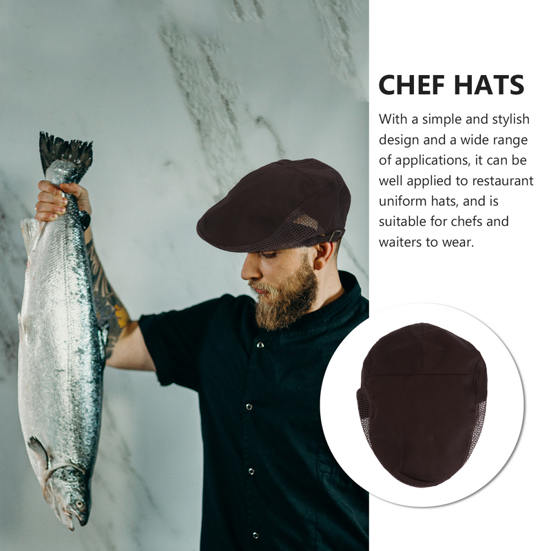 レストランの男性用作業用キャップ,黒の帽子,調整可能,プレート,ケータリング用