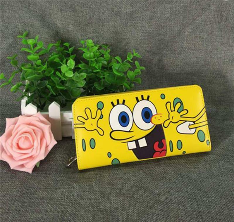 Spongebob Squarepants-cartera de dibujos animados con cremallera para mujer, monedero con Clip, paquete de tarjetas, Anime Kawaii, juguete de felpa para niña, regalo