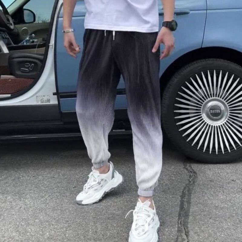 Pantaloni uomo Casual sport elastico ghiaccio seta coreano sciolto Harajuku dritto Harem maschio Vintage Tie Dye estate Streewear