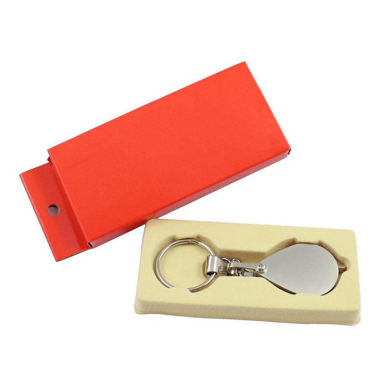 Chaveiro lupa bolso portátil lupa design dobrável lente de vidro óptico armação de metal peso leve