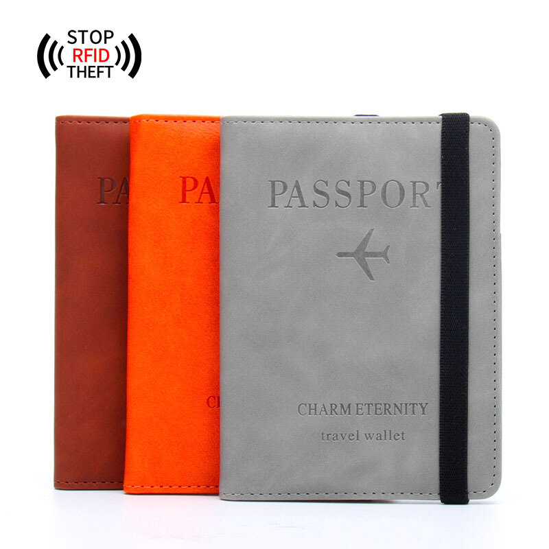 EZONE Women Men RFID Business Passport Covers Holder Vintage Multi-Function ID Card PU Leather Wallet Case Travel Accessories